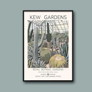 Kew Gardens Print, London Poster, The Cactus House Kew Garden Print, Botanical Print, Vintage Print, Royal Botanical Garden Wall Art Print