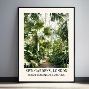 London Botanical Garden Prints Kew Gardens The Palm House Print Tropical Rain Forest Green House Wall Art Vintage Iconic Living Room Decor