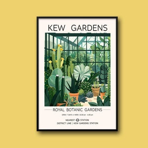 Kew Gardens Print London, The Cactus House Kew Gardens Print, Botanical Gardens Print, Vintage Floral Art Poster, Living Room  Art Print