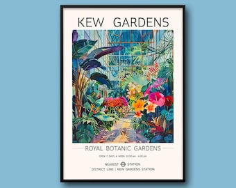 Kew Gardens London Print, Botanical Poster, Vintage Garden Wall Art - A1/A2/A3/16x20
