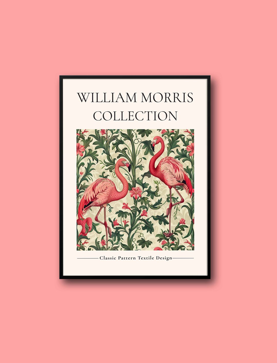 William Morris Pink Flamingo Print Woodland Wildlife Victorian British