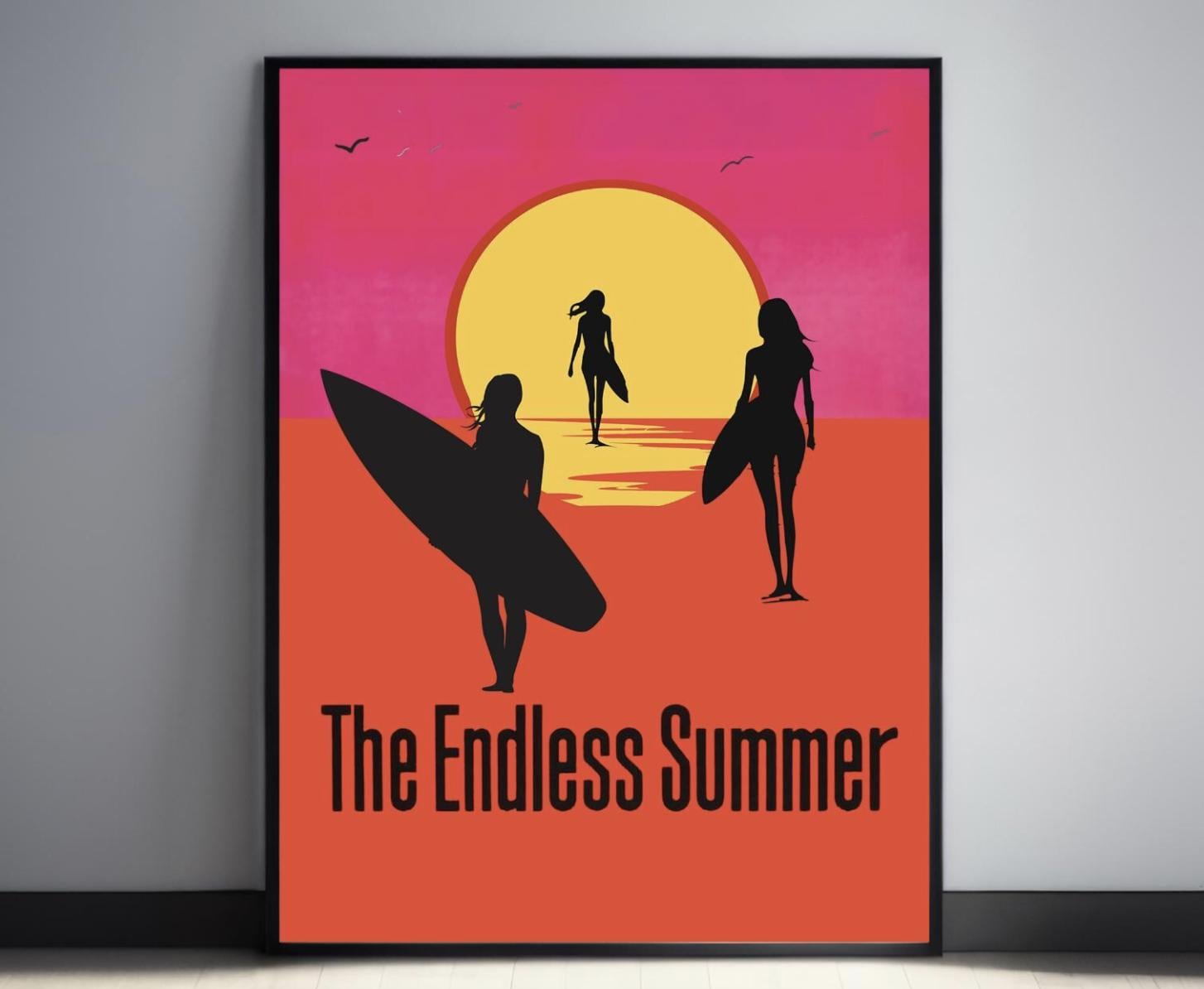 The Endless Summer Print Women Surfer Poster Vintage Surf Art