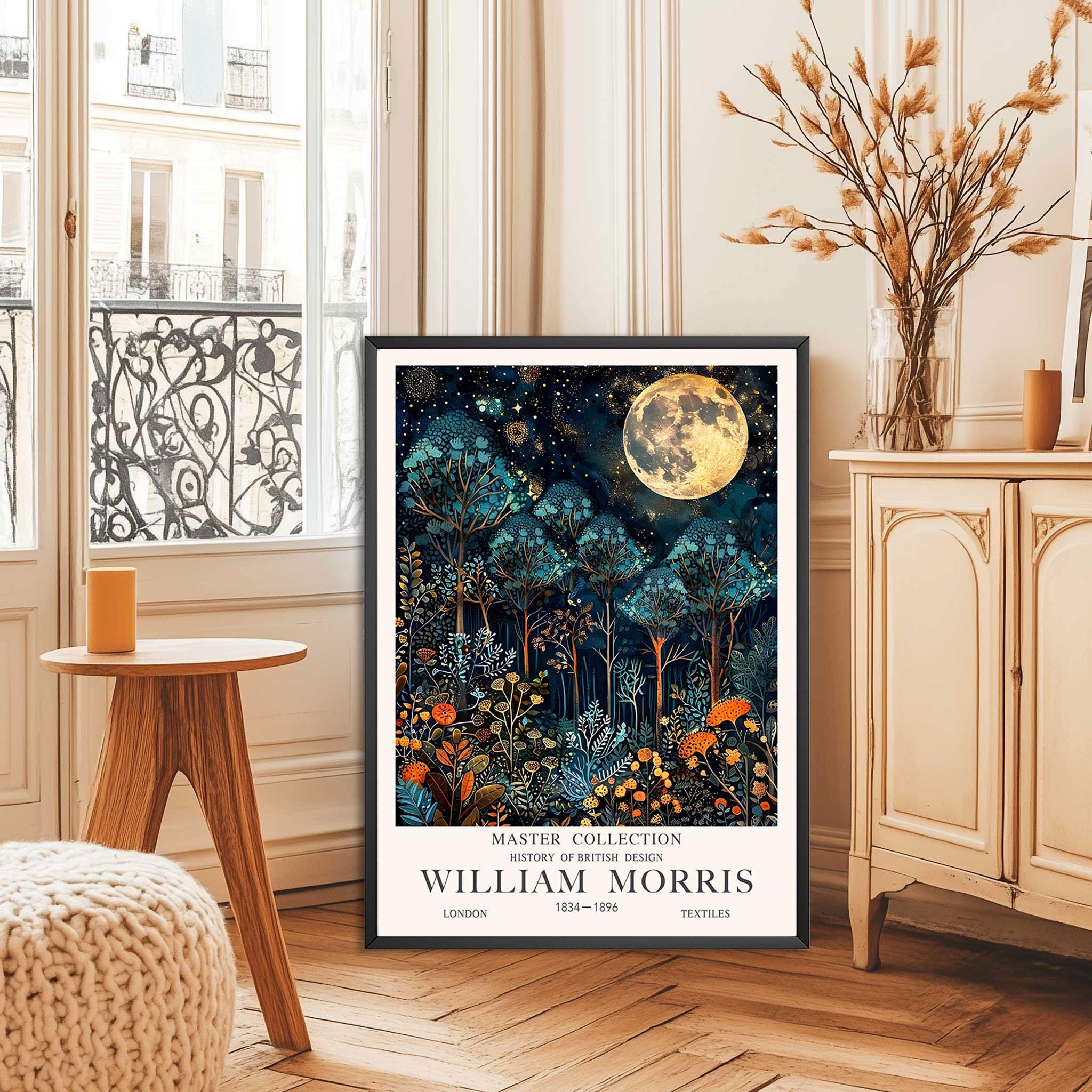 William Morris Full Moon Print Night Sky Woodland Wall Art Moonlit