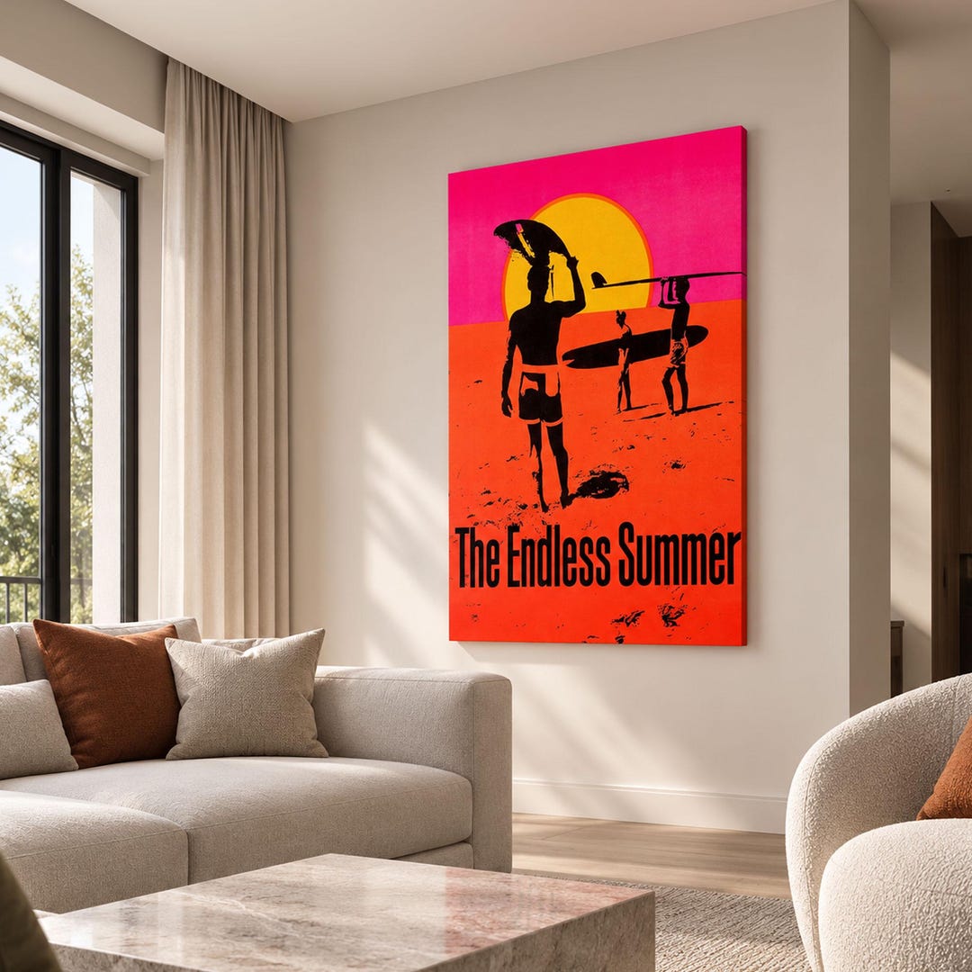 The Endless Summer Surfer Canvas Print, Mid Century Surf Canvas