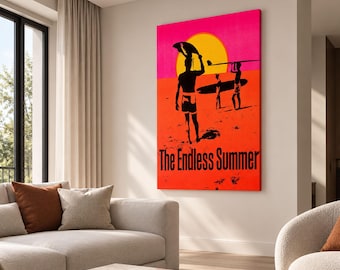 The Endless Summer Surfer Canvas Print, Mid Century Surf Canvas