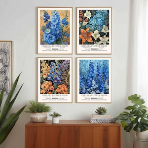 Floral Art Print Set Of 4 Floral Garden Wall Art Vintage Botanical Garden Lovers Gift Print Flower Market Chelsea Flower Show London Print