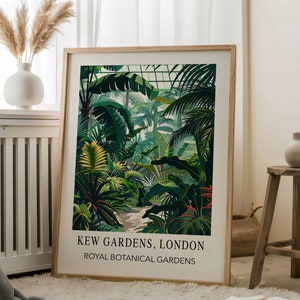 Kew Gardens Print London, Botanical Poster, Kew Gardens Wall Art, Tropical Gardens Print, Retro Botanical Print, London Garden Print