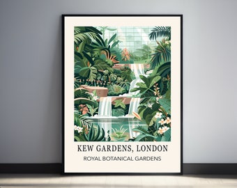 Nature Green Wall Art Tropical Garden Print Vintage Kew Gardens Prints London Travel Poster