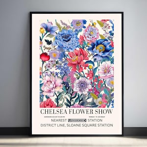 Chelsea Flower Market Print William Morris Print London Flower Poster Vintage Botanical Art Floral Wall Decor Gift Blue Flower Market Print