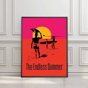 Surfing Print,The Endless Summer Surf Movie Poster Licensed Reprint Surfing Gift, Minimalistic Office Wall Art Decor, Beach Coastal Decor