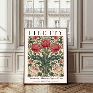 Floral Wall Art Vintage Liberty London Style Poster Botanical Print Waratah FlowerPoster Flower Printable Garden Wall Art Botanical Print