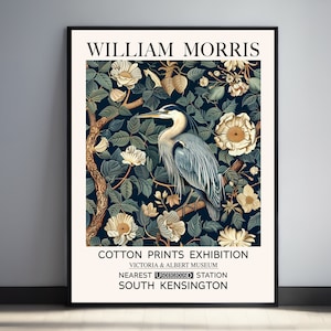 William Morris Heron Print Woodland Wildlife Victorian British Vintage Living Room Decor Botanical Print Wildlife Nature Lover Art Print
