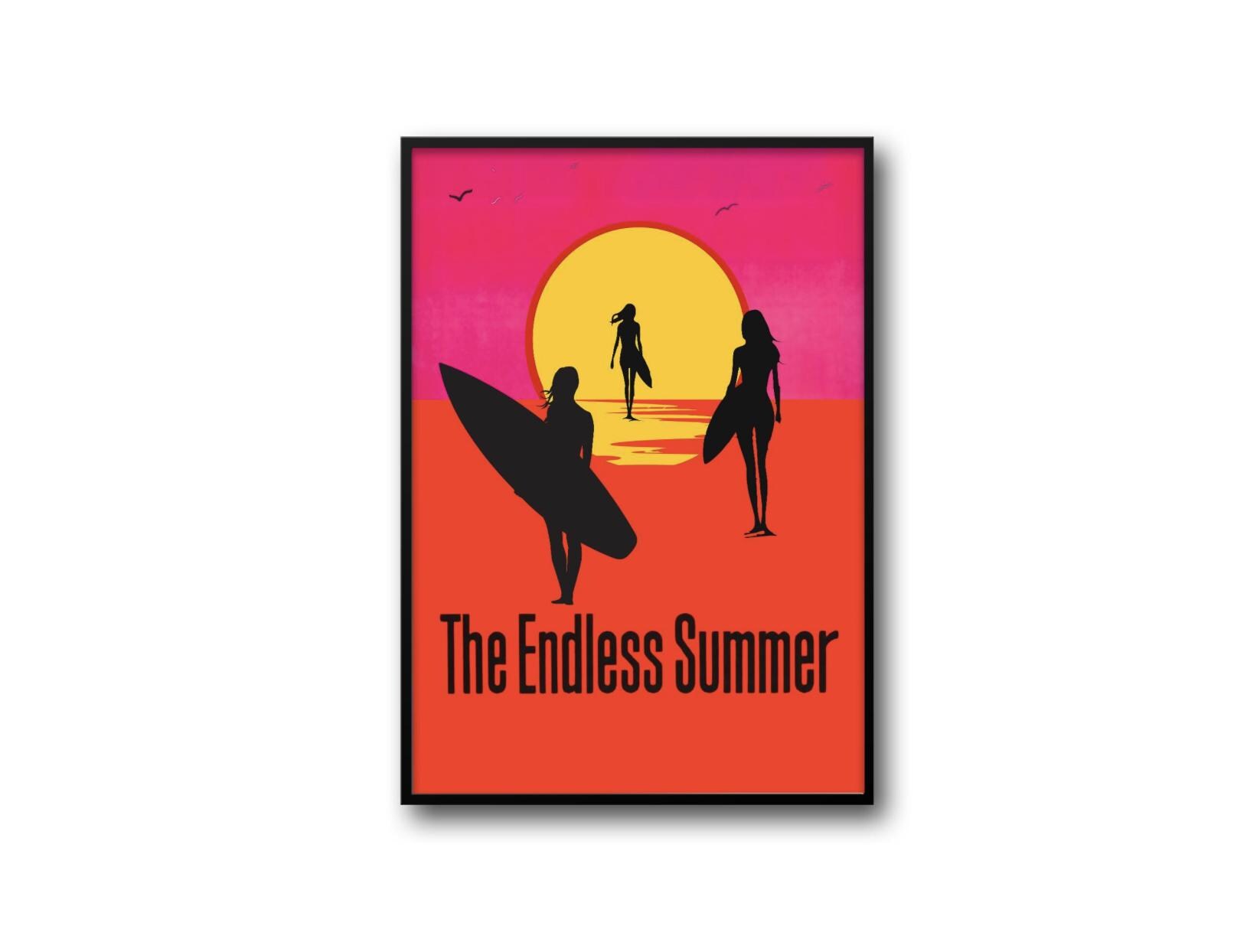 The Endless Summer Print Women Surfer Poster Vintage Surf Art