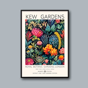 Kew Gardens Print, London Travel Print, Garden Wall Art, Vintage Floral Print, Tropical Wall Art, Botanical Wall Decor A1/A2/A3/A4