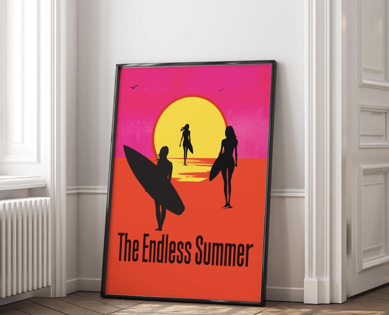 The endless summer グラフィック The Endless Summer Print Women Surfer Poster Vintage Surf Art