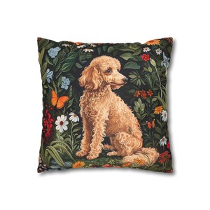 Pillowcase Country Cottage Style Poodle William Morris Inspired Pillow Cover, Home Decor Throw PillowSquare Cushion Case Dog Lover Gift