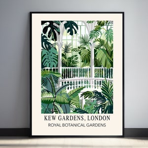 Kew Gardens Print, The Palm House, Kew Gardens London Botanical Print, Kew Gardens Flower Print, Vintage Poster Living Room Wall Decor