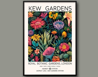 Tropical Kew Gardens Print, Botanical Garden Wall Art, London Floral Poster, Modern Flower Prints
