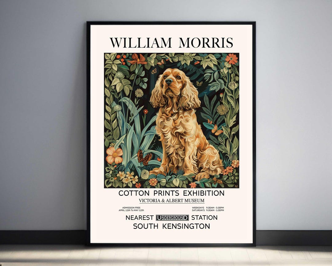 Cocker Spaniel Print Dog Wall Art William Morris Print Vintage Flowers ...