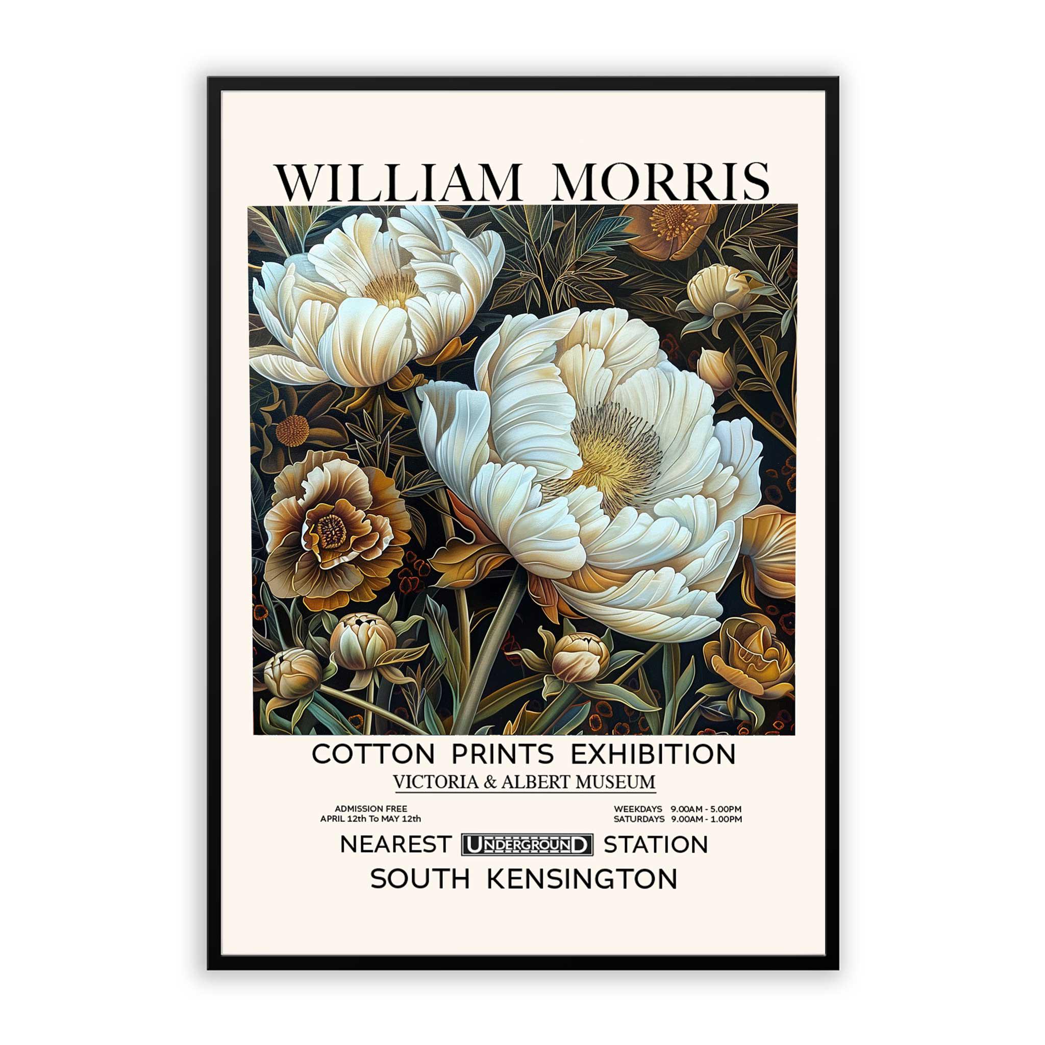 William Morris Peony Print: Vintage Botanical Art Nouveau Wall