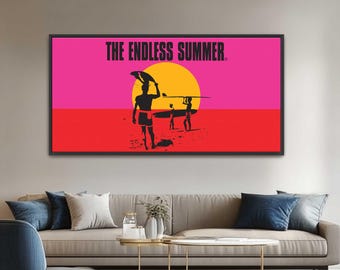 Poster di surf "Endless Summer", stampa con licenza ufficiale di un film di surf vintage, stampa con illustrazione di surf retrò, quadro su tela a tema surf, regalo per la festa del papà