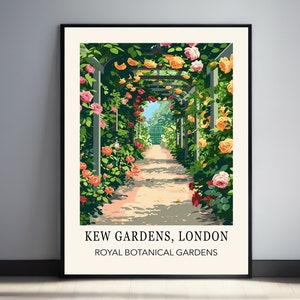 Kew Gardens Print, Floral Art Print, London Print, Botanical Garden Art Print, William Morris Poster, Vintage Wall Art, Vintage Poster,