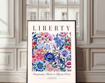 Liberty Floral Print, William Morris Style Art, London Botanical Poster Vintage Flower Prints For Living Room Bedroom Art Gifts