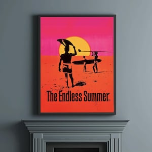 Surf Art Framed Print The Endless Summer Surf Movie Poster Iconic Movie Prints Beach Coastal Minimalist Decor Surfers Gift Office Wall Art