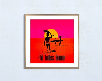 The Endless Summer Poster, Square Surfer Print, Vintage Movie