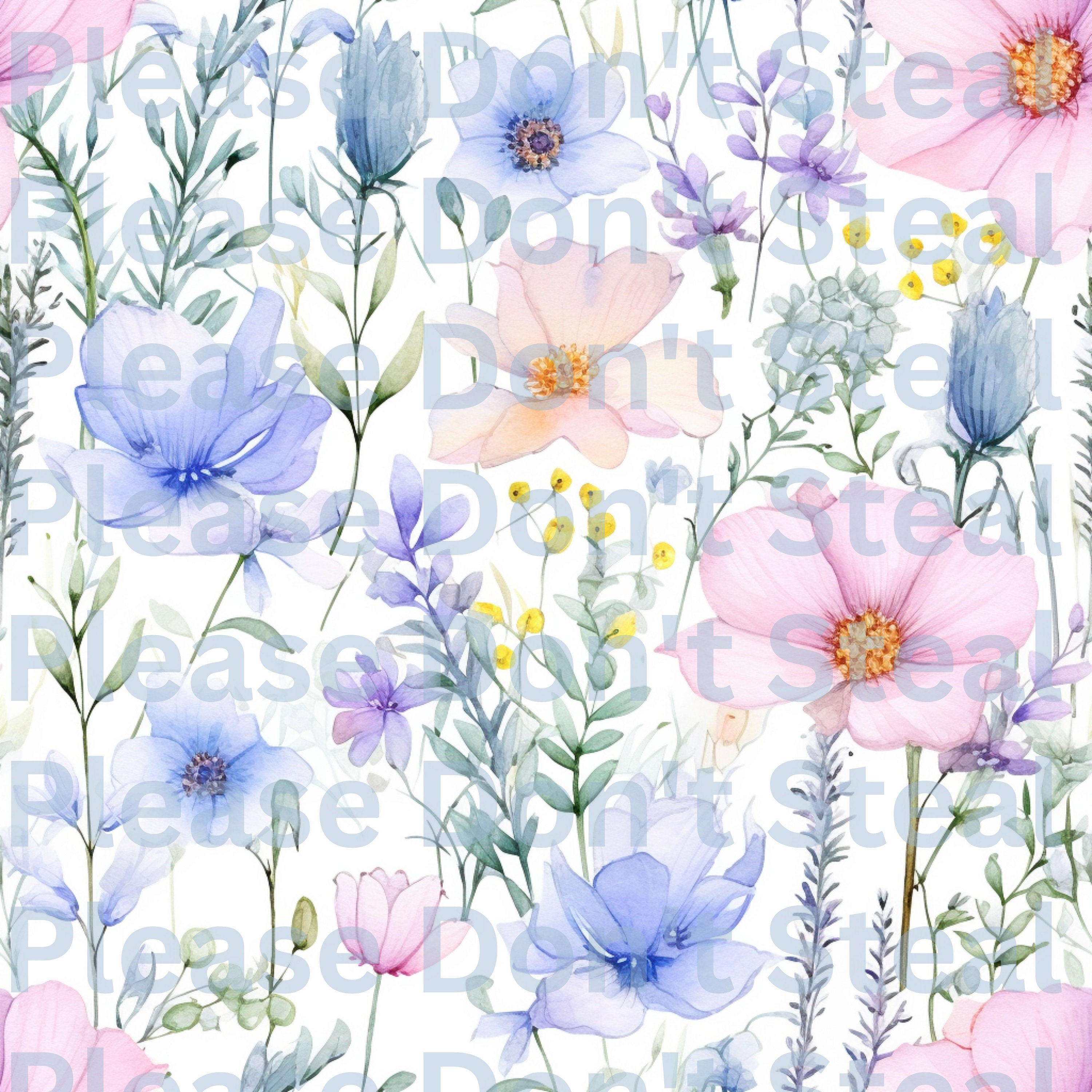 10 Seamless Pastel Watercolor Flower Patterns, Digital Download ...