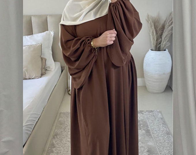 ODIZLI Kids Girls Muslim Abaya Maxi Dress Long Sleeve Snap Fastening