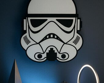 Laser Cut Galactic Soldier Helmet Wood Sign - Sci-Fi Wall Art