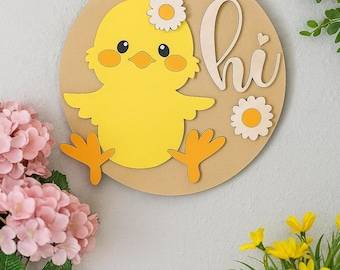 Handmade Easter Chick Sign: Spring Farmhouse Decor