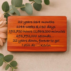 Custom Engraved Cedar Anniversary Plaque - Milestone Keepsake image 1