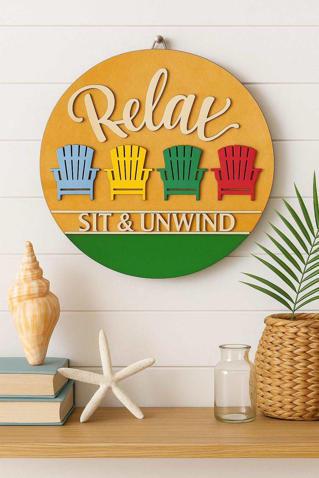Layered Wood Relax Sign: Coastal Adirondack Chair Decor - Etsy