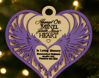 Personalized Memorial Angel Wings Ornament • In Loving Memory Christmas Ornament • Engraved Remembrance Keepsake Gift