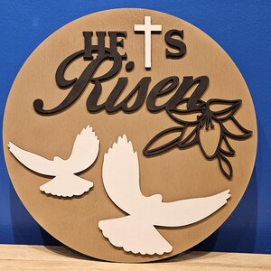 He is Risen Easter Sign - Christian Wall Decor - Religious Wooden Sign ...