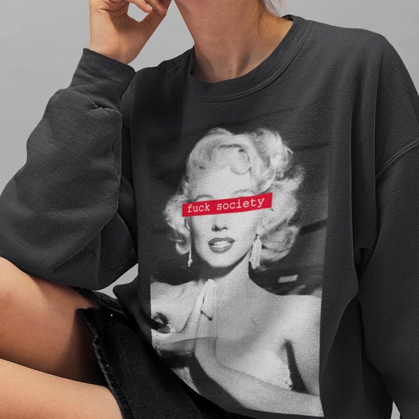 Provocative Fashion: Marilyn 'Fuck Society' - Unisex Heavy Blend™ Crewneck Sweatshirt