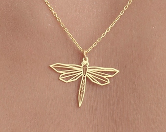 Dragonfly Necklace  Insect Jewelry, Minimalist Pendant, Summer Jewelry, Nature Necklace, Wing Necklace, Dragonfly Gifts