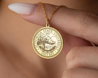 Custom Company Logo Necklace Personalized Crest Pendant Business Logo Jewelry Engraved Logo Necklace Gift for Men Women