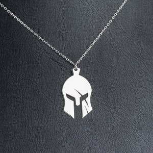 Custom Spartan Gladiator Knight Helmet Necklace in 925 Sterling Silver, Spartan Jewelry, Warrior Pendant, Mythology Viking Necklace