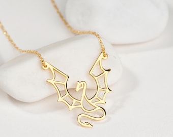 Dainty Dragon Necklace in  Fantasy Jewelry, Dragon Lover Gift, Mythological Jewelry, Phoenix Pendant, Christmas Gifts