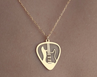Guitar Pick Necklace Electric Guitar Jewelry Musician Necklace Minimalist Rock Style Necklace Guitarist Pendant Music Lover Gifts