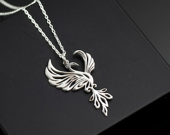 Phoenix Necklace 925 Sterling Silver, Phoenix Jewelry, Firebird Necklace, Bird Jewelry, Mythology Necklace, Inspirational Gift For Her