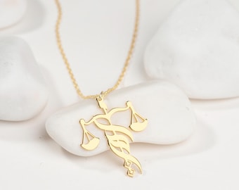 Scales Of Justice Necklace, Lawyer Gift, Attorney Pendant, Libra Necklace, Lady Justice Jewelry, Zodiac Charm, Judge Jewelry, Law Graduation