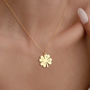 Naszyjnik z koniczynką 4-listną ze srebra próby 925, zawieszka na szczęście, naszyjnik z koniczyną, amulet na szczęście, prezent na Boże Narodzenie, biżuteria z kwiatami, prezenty urodzinowe