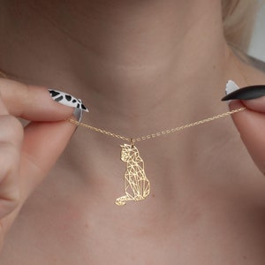 Origami Cat Necklace Sterling Silver, Cat Lover Gift For Women Animal Necklace, Cat Pendant, Jewelry For Women, Necklace for Girls