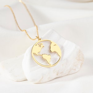Globus Halskette Sterling Silber, Anhänger Erde, Welt Halskette, Geschenk für sie, Minimalist Halskette, Erde Schmuck, Reise Geschenk, Fernweh