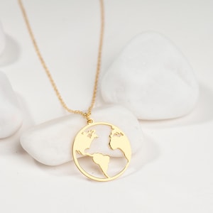 Collier terre délicat en argent sterling 925, pendentif carte du monde, bijoux envie de voyager, collier planète, breloques de voyage, cadeau de Noël pour elle et lui