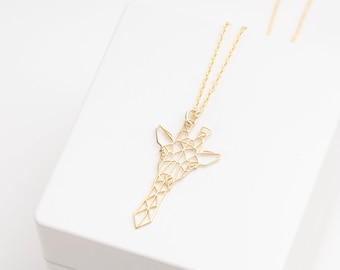 Colar Girafa de Origami, Joia Animal, Presente para Amantes de Girafas, Colar Safari, Joia da Natureza, Colar Boho, Colar Zoológico